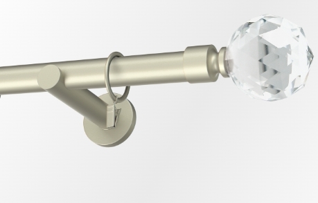  Karnisz pojedynczy metalowy fi25mm Cristal kula