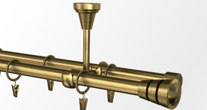 Karnisze metalowe klasyczne podwójne sufitowe z końcówką Fedora 400 cm