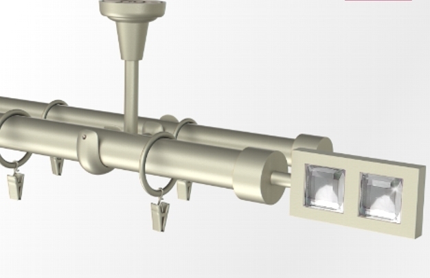 Karnisze sufitowe podwójne klasyczne Ø25/19mm z końcówką Luxor 300 cm