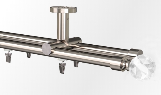 Karnisz Podwójny  przesuwny Ø19mm Cristal kula 400 cm